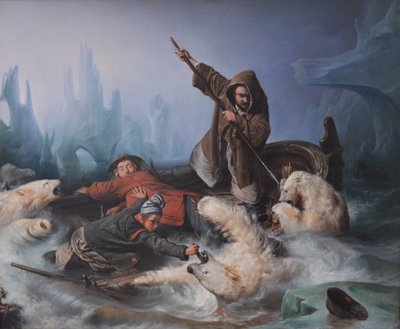 Boj s ledními medvědy od François Auguste Biard