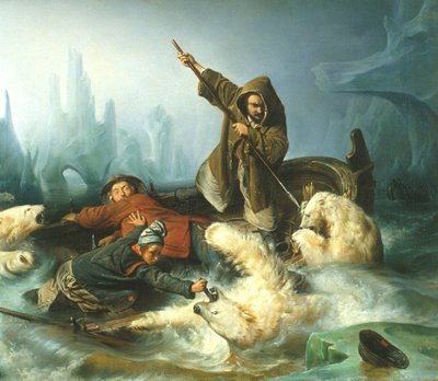 Francouzsky: Battez les ours polaires / Lov ledních medvědů Boj s ledními medvědy od François Auguste Biard