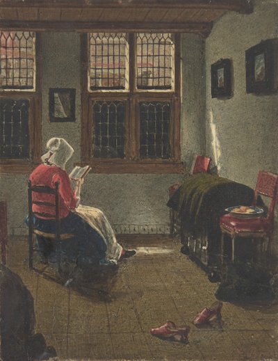 A Woman Reading, podle Pietera Janssens Elinga, 1846-47. od François Bonvin