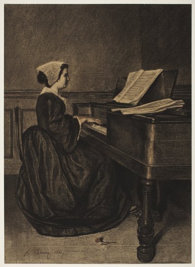 Žena u Spinetu, 1860. od François Bonvin