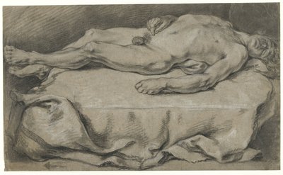 Anatomická studie ležícího mužského aktu od François Boucher (manner of)