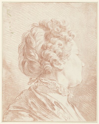 Hlava dámy směřující doprava s krajkovým límcem od François Boucher (possibly)