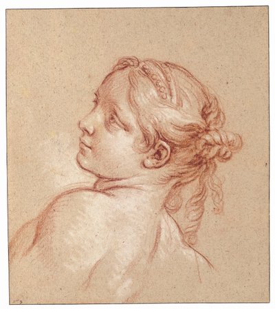 Dívka, dlouhá přes prsa, s hlavou nakloněnou doleva od François Boucher