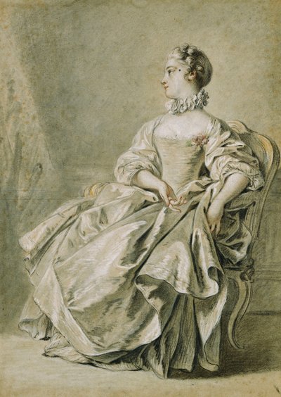 Mladá žena sedící z profilu vlevo, od François Boucher