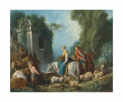 Boucher - Pastorála u fontány od François Boucher