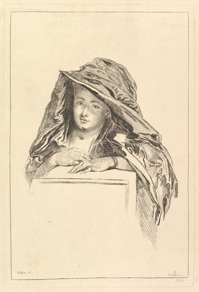 Poprsí portrét ženy v plášti s kapucí, 18. století. od François Boucher
