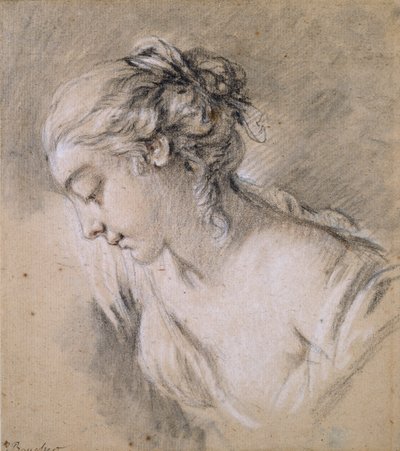 Busta dívky z profilu vlevo, polovina 18. století od François Boucher