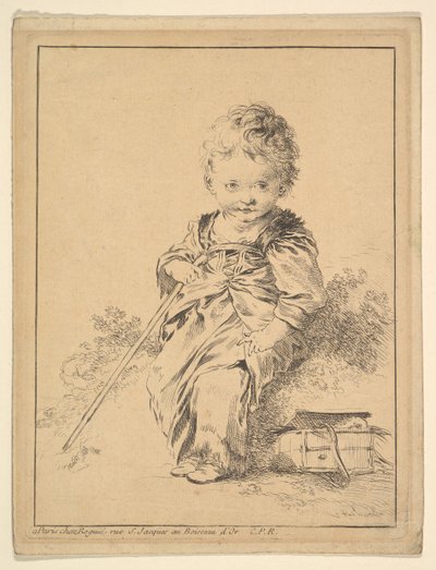 Child Holding Staff, 18. století. od François Boucher
