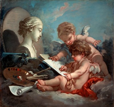 Amorové, alegorie malby, 60. léta 18. století. od François Boucher