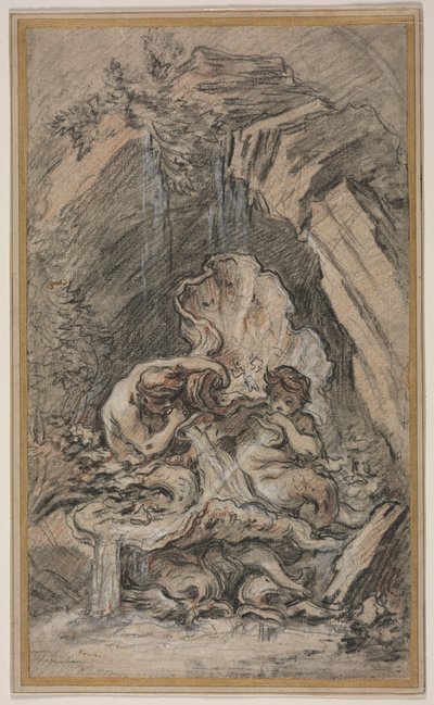 Fontána se dvěma Tritony vyfukujícími lasturami, c. 1736. od François Boucher