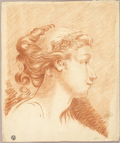 Hlava dívky z profilu vpravo od François Boucher
