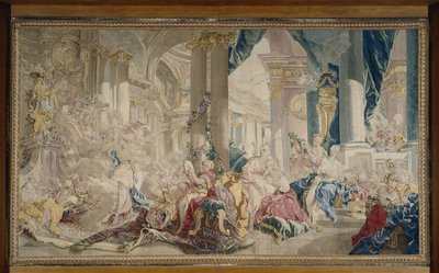 Manufacture de Beauvais - Psyché vedená Zephyrem do paláce lásky a Psyché ukazující své bohatství sestrám, po roce 1741 od François Boucher