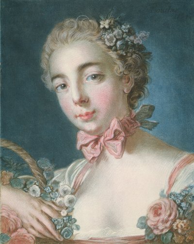 S.59-1959 Head of Flora, ryl Louis-Marin Bonnet (1736-93) 1769 (barevný lept a rytina) od François Boucher