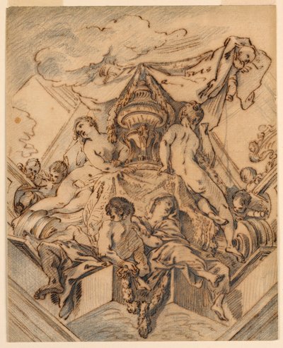 Projekt na rohový motiv malovaného stropu od François Boucher