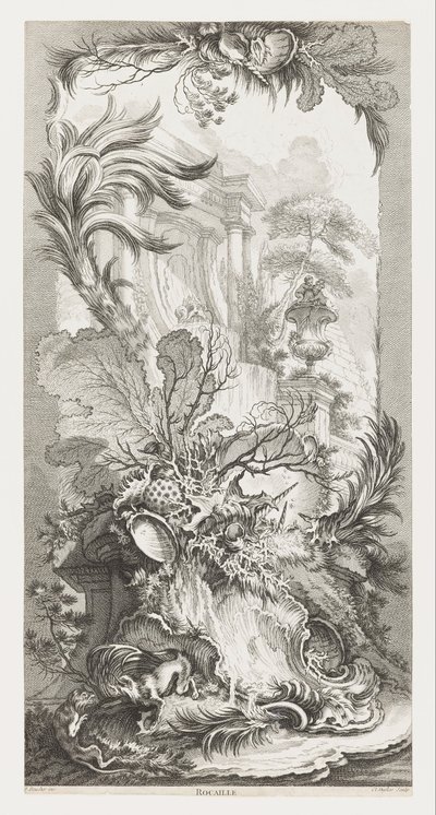 Rocaille [Rokokový design], in Nouveaux Morceaux pour des Paravents [Nové koncepty pro paravány]. od François Boucher