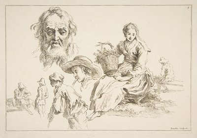 List náčrtů, ca. 1735. od François Boucher
