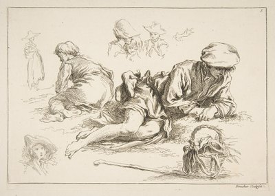 List náčrtů, ca. 1735. od François Boucher