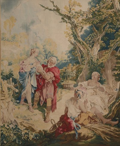 Tapiserie zobrazující Psyché a košíkáře od François Boucher