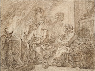 Vynález kresby, polovina 18. století od François Boucher