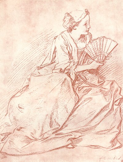 Dáma s vějířem, 18. století od François Boucher