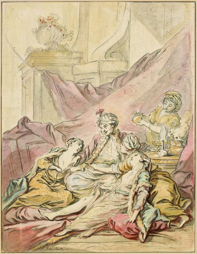 Paša ve svém harému, asi 1735-1739 od François Boucher