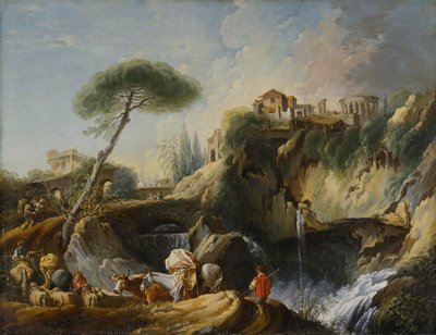 Pohled na Tivoli s chrámem Vesta, c.1749 od François Boucher