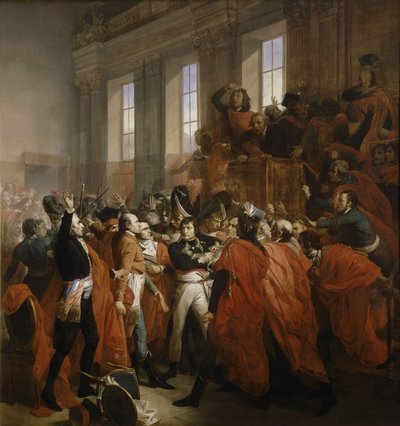 Napoleon Bonaparte při státním převratu 18. brumairu v Saint-Cloud. od Francois Bouchot