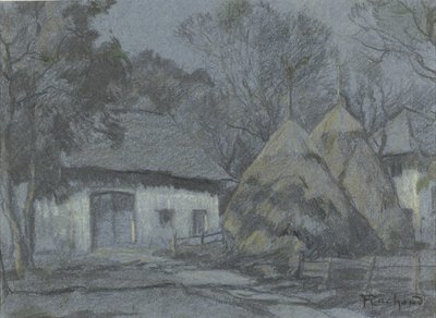 Stohy sena na farmě za měsíčního svitu od François Cachoud