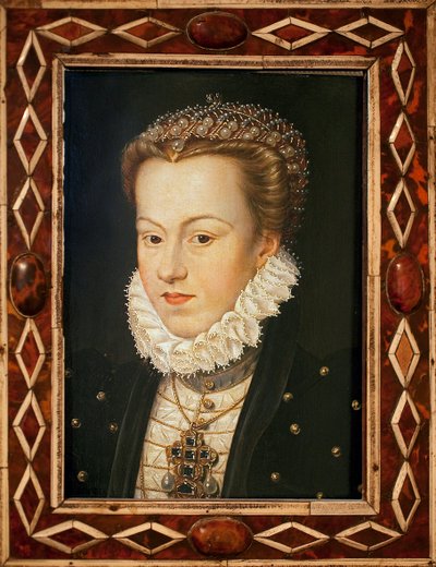 Portrét Alžběty Rakouské (1554-1592, královna Francie) - Obraz Francoise Cloueta (asi 1505-1572), francouzské umění, konec 16. století - Musee des Beaux Arts d