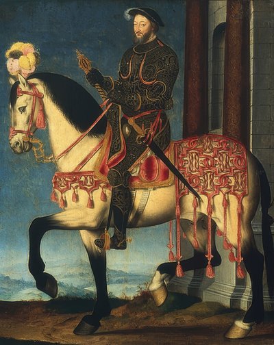 Jezdecký portrét Františka I., krále Francie. Kolem roku 1540 od François Clouet