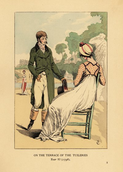 Módní pár na terase Tuileries, Paříž, ročník VI od François Courboin