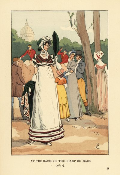 Módní žena na koňských dostizích na Champ de Mars od François Courboin