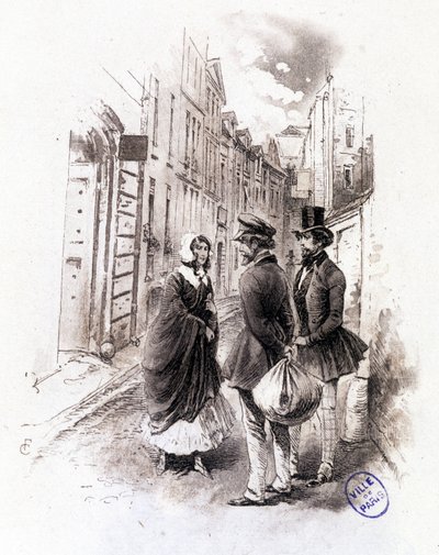 Ilustrace „“ Profile of grisette“““ nové patřící k Receuil „“ Mimi de Pinson““ od Alfreda de Musseta od François Courboin