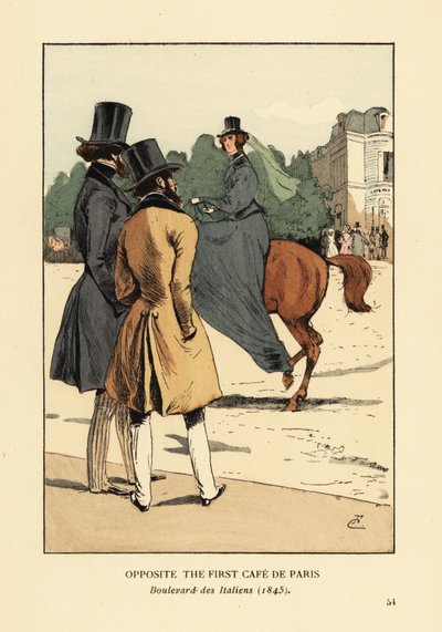 Naproti první Cafe de Paris, Boulevard des Italiens od François Courboin