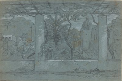 Terasa a zahrada na Capri [recto] od François Edouard Bertin