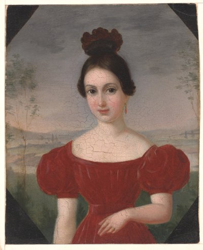 Portrét Marie Louise Têtu, Madame François Fleischbein, kolem 1833-36 (olej na paspartovaném papíře) od François Fleischbein