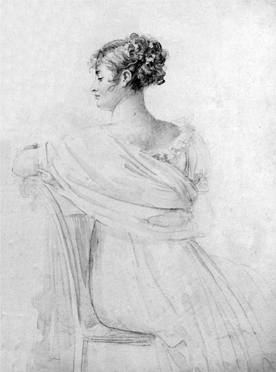 Portrét paní Récamierové, černá křída, akvarel, François Gérard. od François Gérard