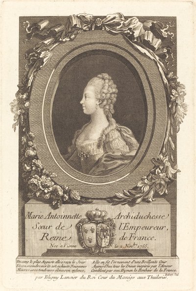Marie Antoinetta od François Hubert after Honore Thomas Bligny
