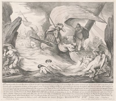 Seconda Macchina pro Čínu z roku 1742: Odysseus a Sirény od François Hutin