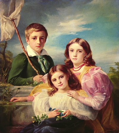 Leon Suys a jeho dvě sestry, 19. století od François Joseph Navez