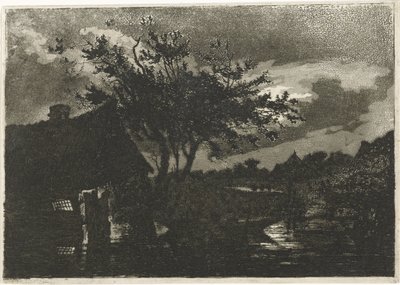 Říční krajina s farmou od François Joseph Pfeiffer (II)