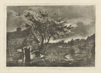 Říční krajina s farmou od François Joseph Pfeiffer (II)