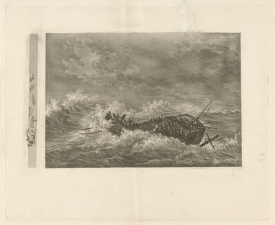 Bouřlivé moře s potápějící se lodí od François Joseph Pfeiffer (II)