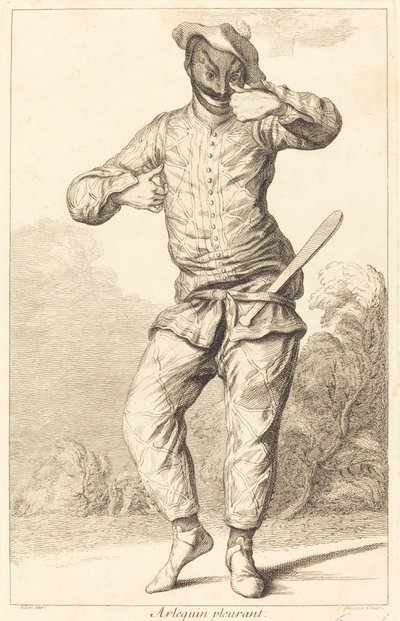 plačící harlekýn od François Joullain after Claude Gillot
