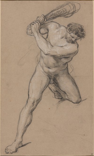 Hercules zvyšuje svůj klub: Studie pro „Hercules a Cacus“ od François Le Moyne
