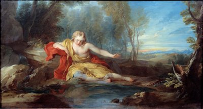 Narcisse uvažuje o svém odrazu (Narciso) Obraz Francoise le Moyna (1688-1737) 18. stol. od François Lemoyne