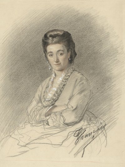 Sedící dáma se založenýma rukama od François Louis Français (signed by artist)