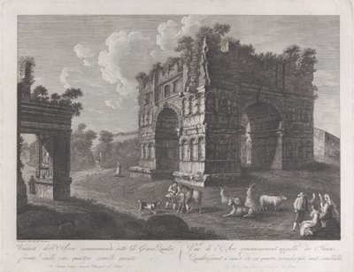Pohled na Janův oblouk, s pastýři a kozami v popředí, 1795-1800., 1795-1800. od François Morel