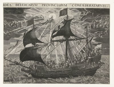 The Ship of State, 1620 Alegorie šťastného stavu země po synodě v Dordrechtu Idea Belgicarum Provinciarum Confaederatarum (název na objektu) od François Schillemans