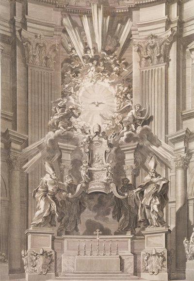 Křeslo sv. Petra ve vnitřním průčelí chrámu...Deska 41 z Album 